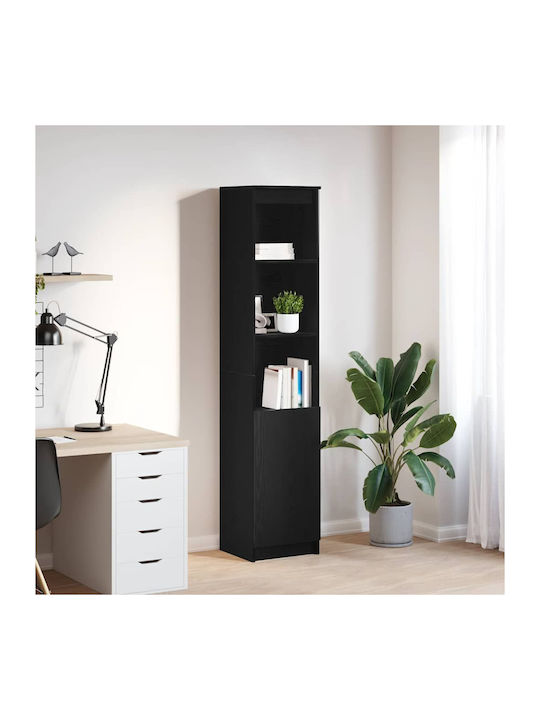 Shelf Floor Black Velvet-Black Metal 37.5x35x180cm