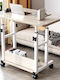 Computer Office Stolu Wooden Natural-White with Metal Legs 60x40x68cm