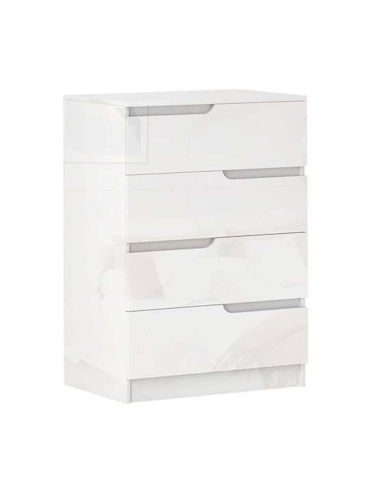 Wooden Chest of Drawers with 4 Drawers White Gl...