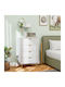 Wooden & Metallic Chest of Drawers with 4 Drawers White 60x40x96cm