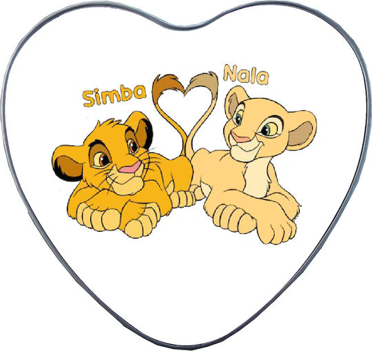 Χειροποίητο Μεταλλικό Alloyed Κουτί Καρδιά Love Simba Nala Lion King No46 Αγίου Βαλεντίνου 15x14x4.5cm