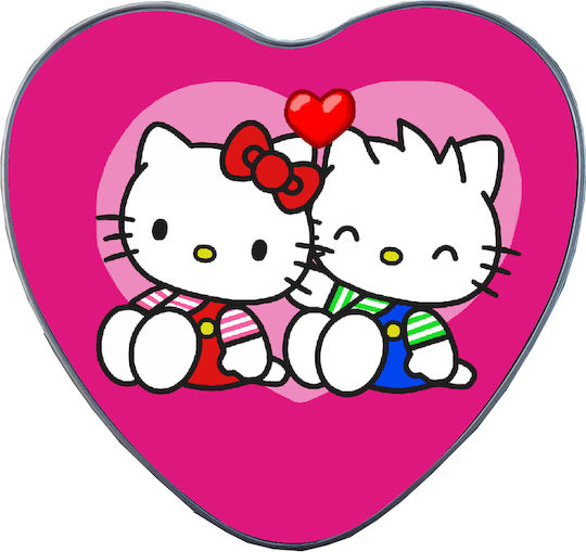Χειροποίητο Μεταλλικό Alloyed Κουτί Καρδιά Hello Kitty No25 Αγίου Βαλεντίνου 15x14x4.5cm