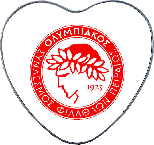 Handgefertigte Metalllegierung Herzbox Olympiakos OSFP Nr. 41 Valentinstag 15x14x4,5cm