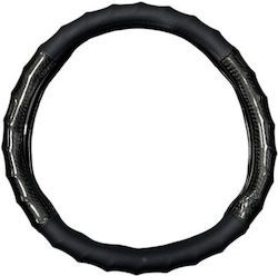 Husă Volan Auto cu Diametru 38cm Din Piele Negru cu Cusătură Neagră