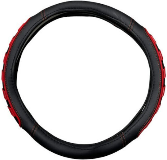 Husă Volan Auto cu Diametru 38cm Din Piele Negru cu Cusătură Neagră