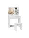 Bodenstehende Schminktisch Schlafzimmer Holz Weiß mit Spiegel & Hocker 75x40x137cm