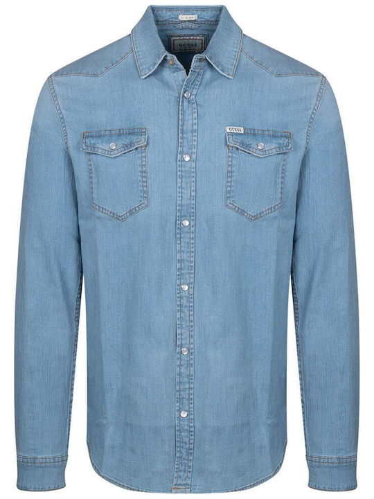 Cu mânecă lungă Denim Cămașă Blue