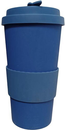 Bamboo Mug Blue Silicone Lid 500ml 067018 Bamboo Fibre