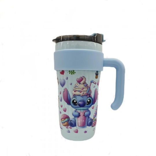 Glass Thermos 890ml Light Blue with Handle