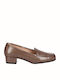 Leder Pumps mit flachem Absatz Beige