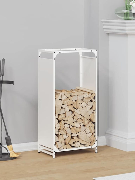 vidaXL Ξύλινο Ράφι Αποθήκευσης Ξύλων 44x28x90cm Λευκό