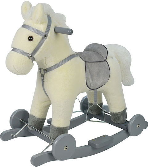 Chipolino Wooden Rocking Toy Horse for 18+ months with Sounds & Wheels with Max Load Capacity 50kg White