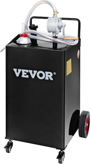 Vevor 30 Gallon Fuel Caddy Gas Storage Tank & 4 Wheels Manual Transfer Pump Fuel Tank Diesel Cars Lawn Mowers ATVs Boats More Black
