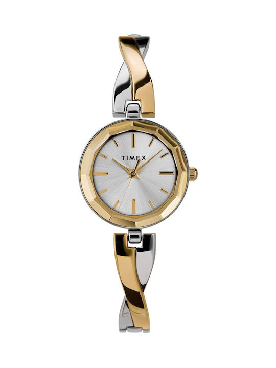 Timex Γυναικείο Ρολόι 26mm Μπαταρίας με Ασημί Μεταλλικό Μπρασελέ