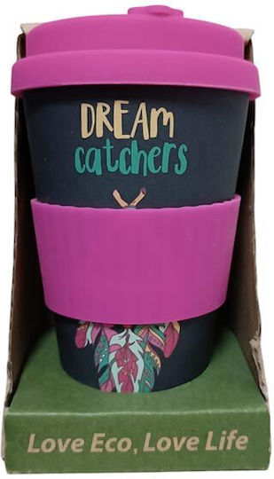 Bamboo Mug with Silicone Lid Dream Catchers 400ml 067017 Bamboo Fibre
