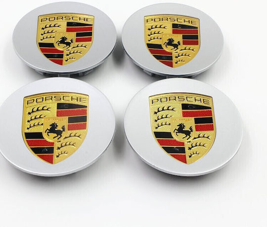 Porsche Wheel Center Caps Silver 65mm 47mm Set of 4