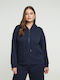 Long Women's Sweatshirt Jacket Hooded Blue