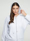 Long Women's Sweatshirt Jacket Hooded White