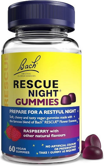 Bach Rescue Night Supplement for Sleep 60 Gummies Raspberry