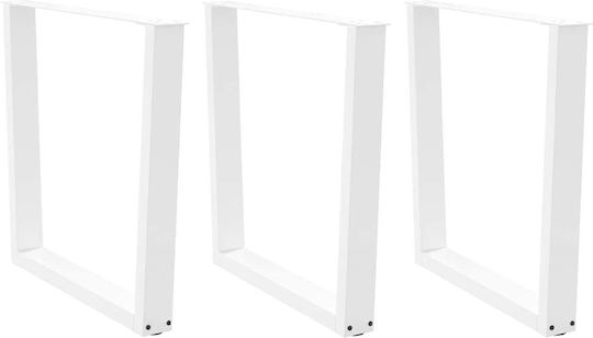 vidaXL Metallic Furniture Leg 3 Pieces Suitable for Table / Coffee Table / Office 80x72cm White