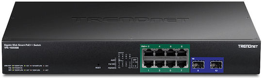 Trendnet TPE-1020SB v1 Unmanaged L2 PoE++ Switch με 8 Θύρες Gigabit (1Gbps) Ethernet και 2 SFP Θύρες