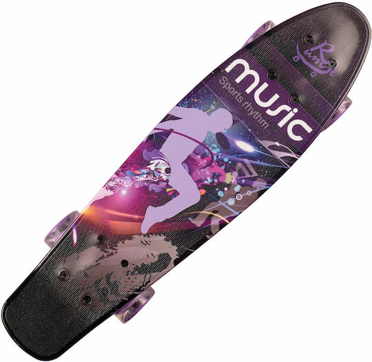 Action One Penny Board Complet Music Rhythm 56 X 15 Cm Roți cu LED-uri
