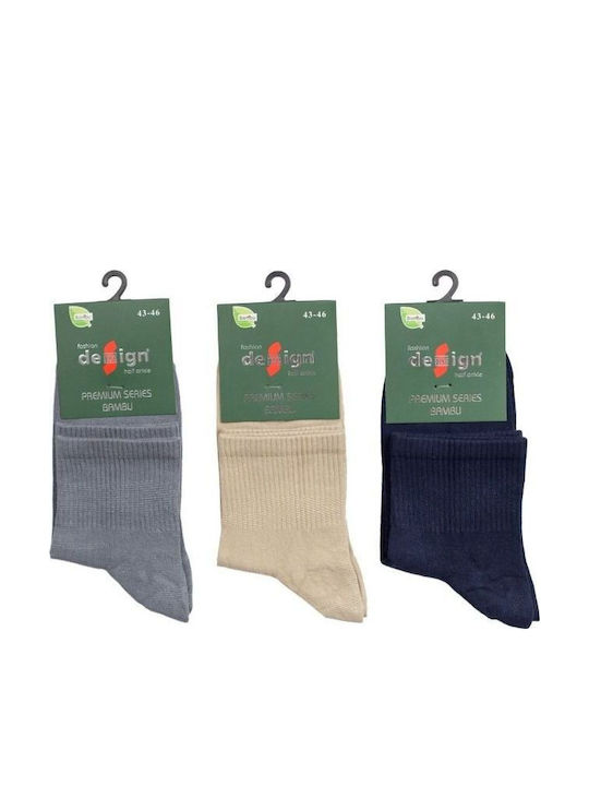 Șosete Bărbați Jumătate Lungime Bej Bambus 3 Perechi Design 36958 Multicolor