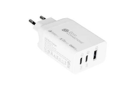 Good Connections Φορτιστής Χωρίς Καλώδιο GaN με Θύρα USB-A και 2 Θύρες USB-C 65W Power Delivery / Quick Charge 4+ Πολύχρωμος
