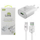 Lime Φορτιστής με Θύρα USB-A και Καλώδιο USB-C 21W Quick Charge 3.0 Λευκός (LTU25)