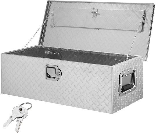 Vevor Heavy Duty Truck Bed Tool Box Diamond Plate Toolbox Side Handle Lock Storage Tool Box Organizer Pickup Truck Bed RV Trailer 30"x13"x9.6" Silver