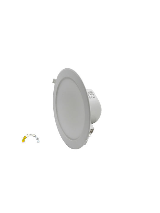 Adeleq Round Plastic Recessed Spot with Integrated LED and Warm White Light White 24.4x24.4cm. 1pcs
