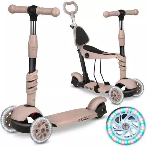 Ricokids Детски Ролери Buggy 3 Колела със Седалка Бежови