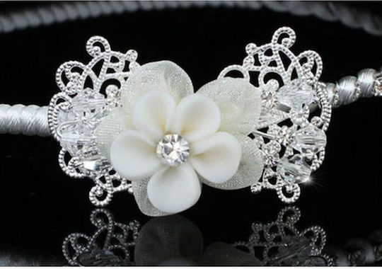 Bridal Silver-Plated Hairband Porcelain Flower Lydia
