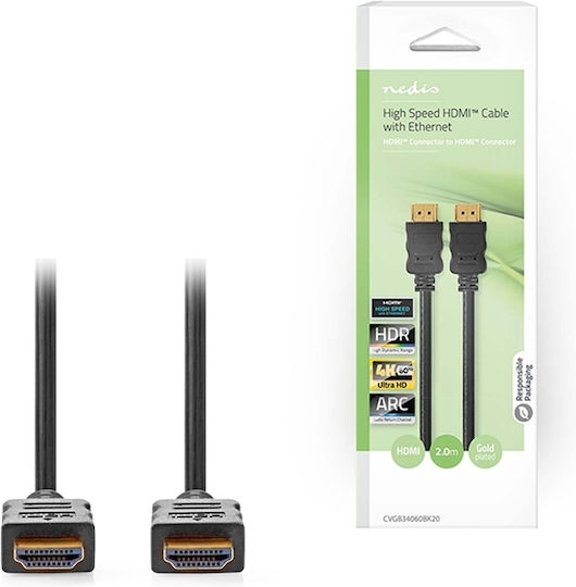 Nedis Kabel HDMI-Stecker - HDMI-Stecker 2m Schwarz