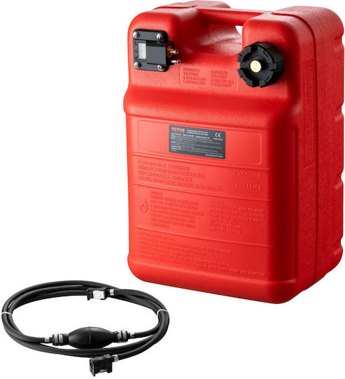 Rezervor de Combustibil Marin Vevor 6,34 Galon/24L Rezervor de Combustibil Portabil pentru Barcă Motor Extern Rezervor de Combustibil din Plastic Furtun pentru Barcă Externă Transport Ușor Yacht Barcă de Pescuit Barcă de Punți Roșu