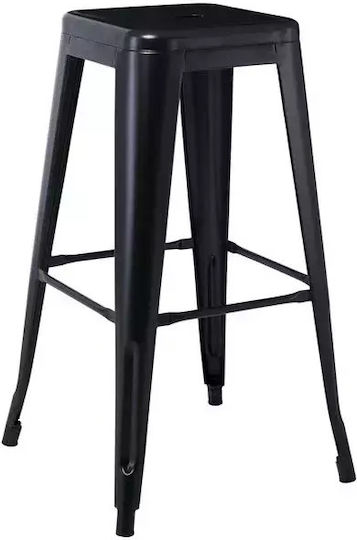 Metallic Bar Stool for Outdoor Space Relix Black 43x43x76cm