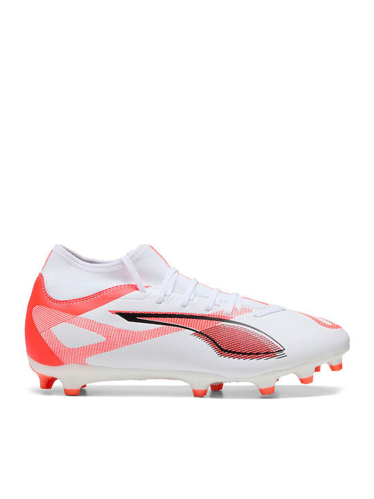 PUMA Ultra 5 Play+ Ποδοσφαιρικά Παπούτσια με Τάπες FG/AG Λευκά