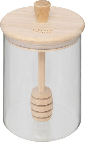 Borcan din sticlă pentru miere 0,4l cu capac și linguriță 8,5x12,5 cm 5five Borcan din sticlă pentru miere 0,4l cu capac și linguriță 8,5x12,5 cm 5five
