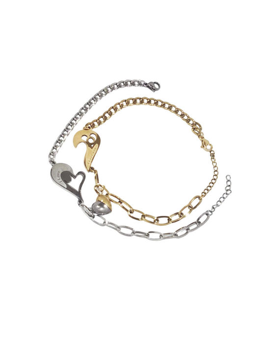 Damentasche Set Armbänder Für Paare Aus Stahl Vergoldet 22cm H00014