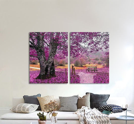 Canvas Painting Sunset in Mykonos Diptych 70x50cm 2 Pieces 35x50cm