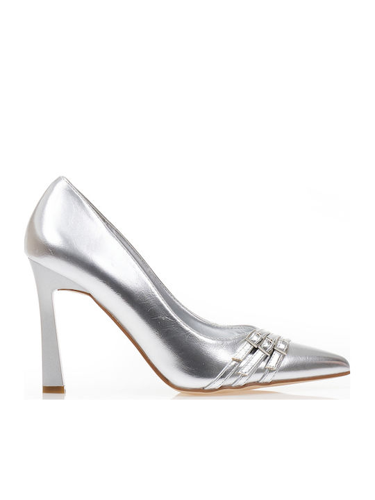 Tsoukalas Pumps mit Riemchen & hoher Absatz Silber