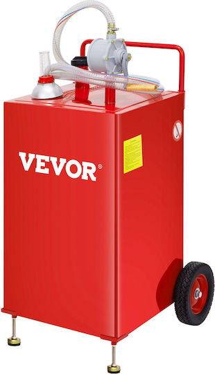 Vevor 30 Gallon Fuel Caddy Fuel Storage Tank 2 Wheels Portable Gas Caddy Manual Transfer Pump Gasoline Diesel Fuel Container Cars Lawn Mowers ATVs Boats More Red