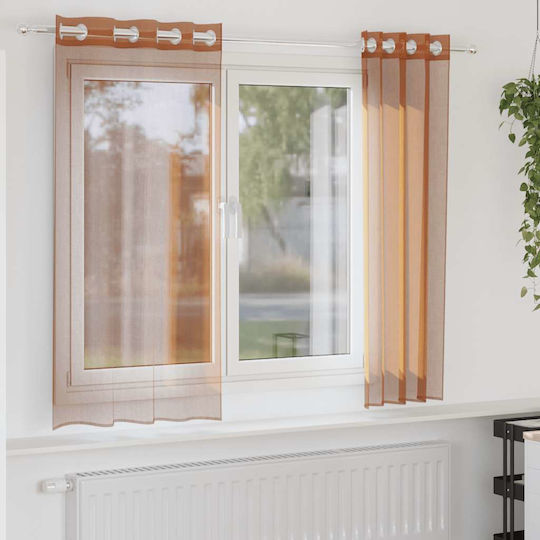 vidaXL Set Perdele Fereastra Cu Capse Portocalii 140x140cm