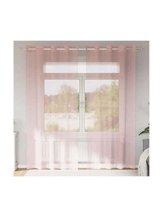 vidaXL Set Perdele Fereastra Cu Capse Roz 140x245cm