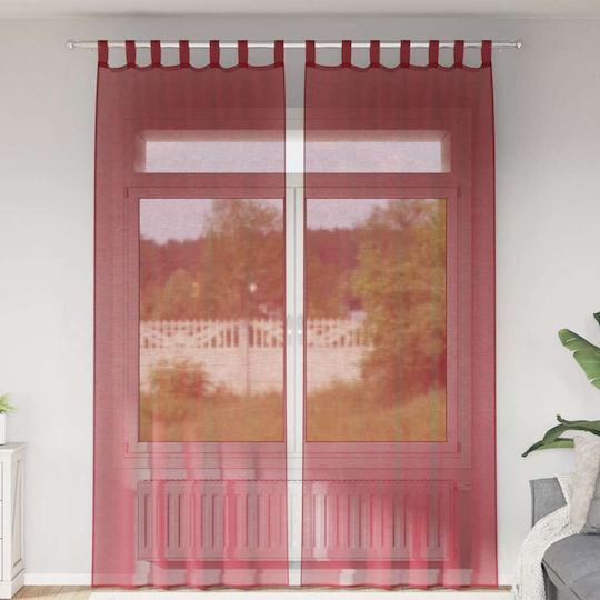 vidaXL Set Perdele Cu Bretele Voile Burgundy 140x260 Cm