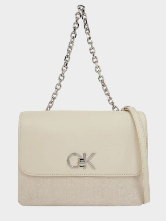 Calvin Klein Re-Lock Women's Bag Shoulder Beige