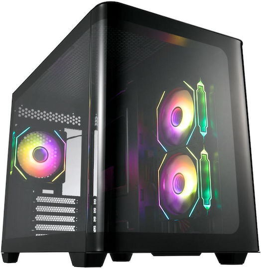 FSP/Fortron S380 Gaming Midi Tower Κουτί Υπολογιστή με Πλαϊνό Παράθυρο και RGB Φωτισμό Μαύρο