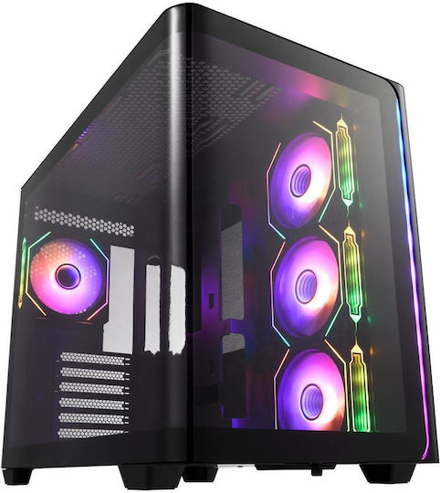 FSP/Fortron M580 Gaming Midi Tower Κουτί Υπολογιστή με Πλαϊνό Παράθυρο και RGB Φωτισμό Μαύρο