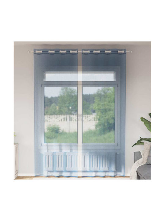 vidaXL Blue Window Curtain Set with Grommets 140x300cm