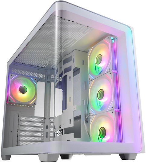 FSP/Fortron M580 Gaming Midi Tower Κουτί Υπολογιστή με Πλαϊνό Παράθυρο και RGB Φωτισμό Λευκό